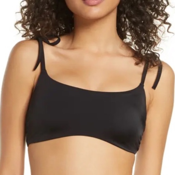 Chelsea28 Easy Retro Bikini Swim Top Tie Shoulder Black Size Medium - Picture 1 of 10